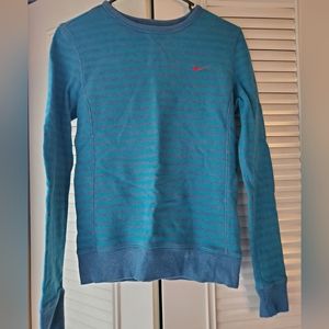 Nike S Thick Cotton Fitted Stripe Pull Over Shirt